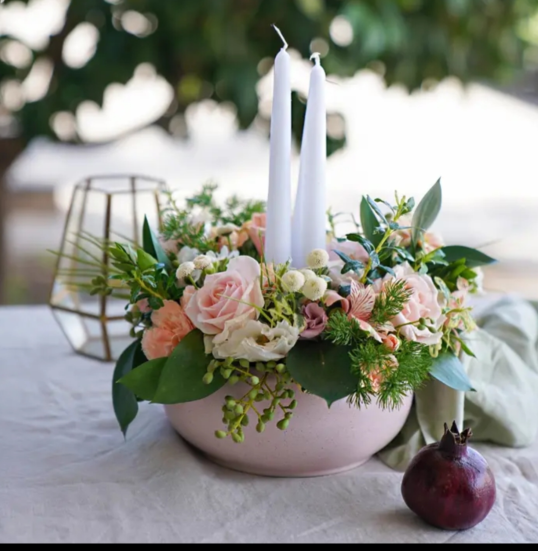  Rosh  Hashanah Festive Table Centerpiece with Candles